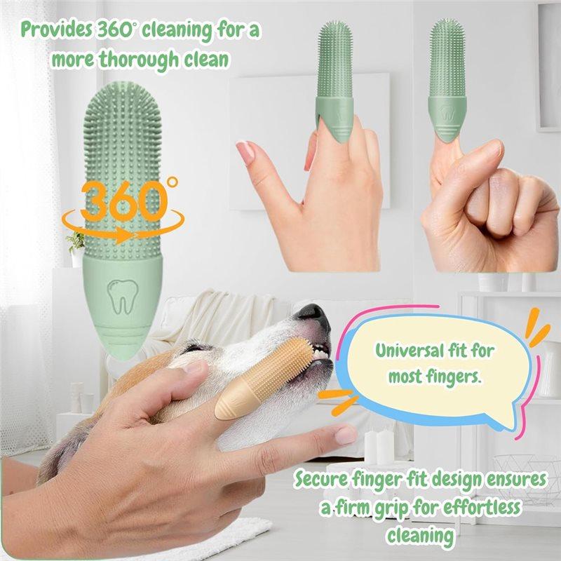 Hunde-Fingerbürste 6 Stück Weiche Silikonborsten Hunde-Zahnbürste zur Reinigung für Hundezähne