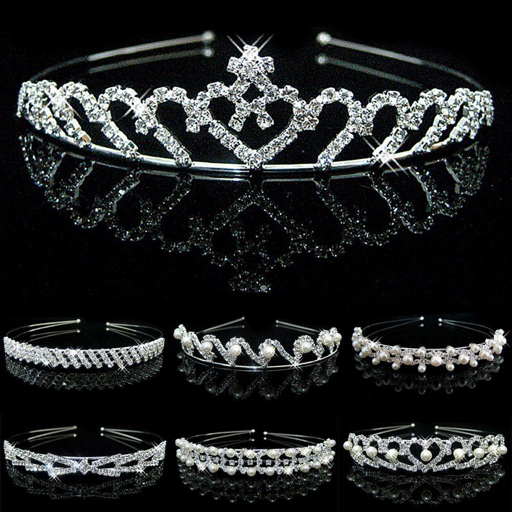 Jewelry Women Girls Flower Crystal Wave Headband Pearl Crown Hair Band
