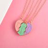 A Girl 3Pcs/set Heart-shaped Stitching Letter Best Friend Necklace BFF Friendship Jewelry Gifts for Girls