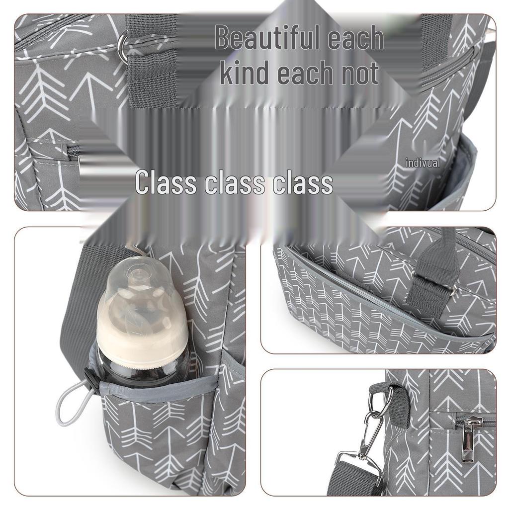 Classic Striped Mommy Bag – Large Capacity, Multi-Compartment, Wear-Resistant, with Load-Reducing Shoulder Strap for Travel