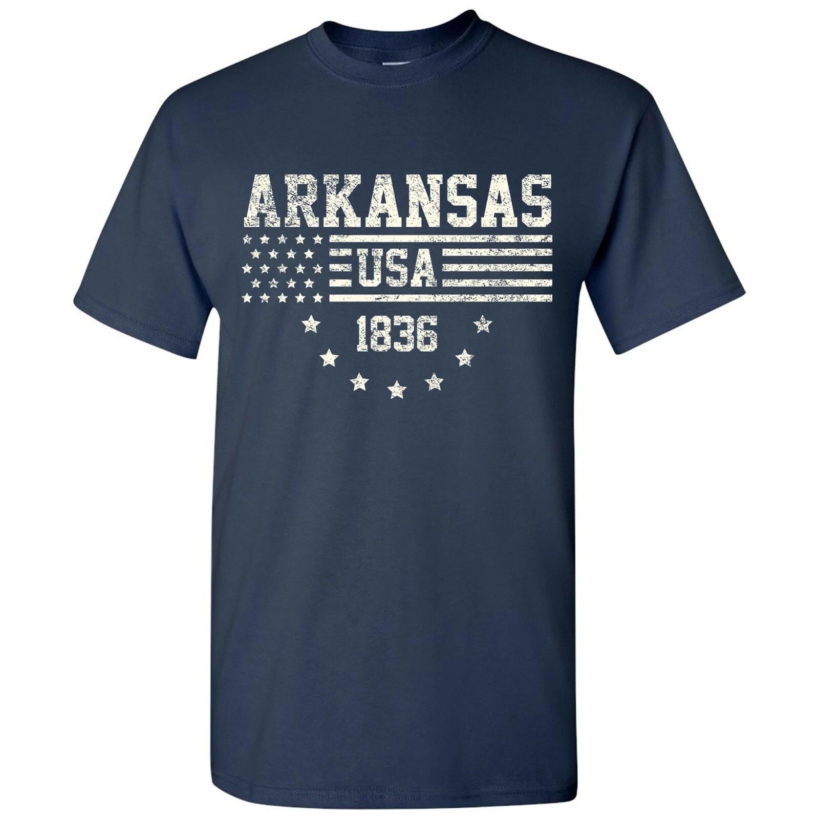 USA Flag Statehood Arkansas 1836 - America Founding State Pride T Shirt - Navy XL