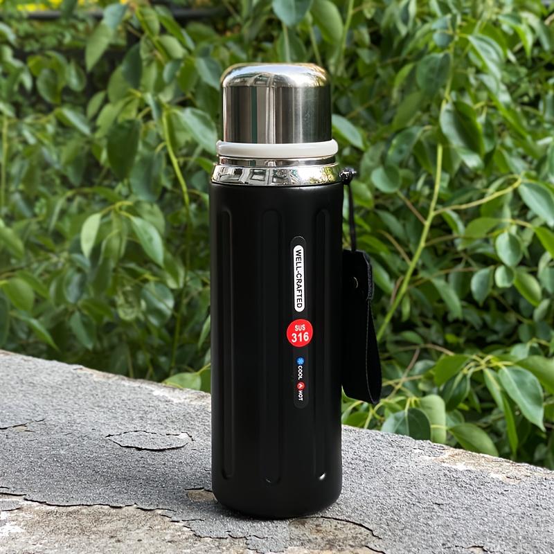 1pc Double-Wall Vacuum Cup - Stainless Steel Reusable Insulated Water Bottle with Flip-Top Lid for Outdoor Gym Camping Office