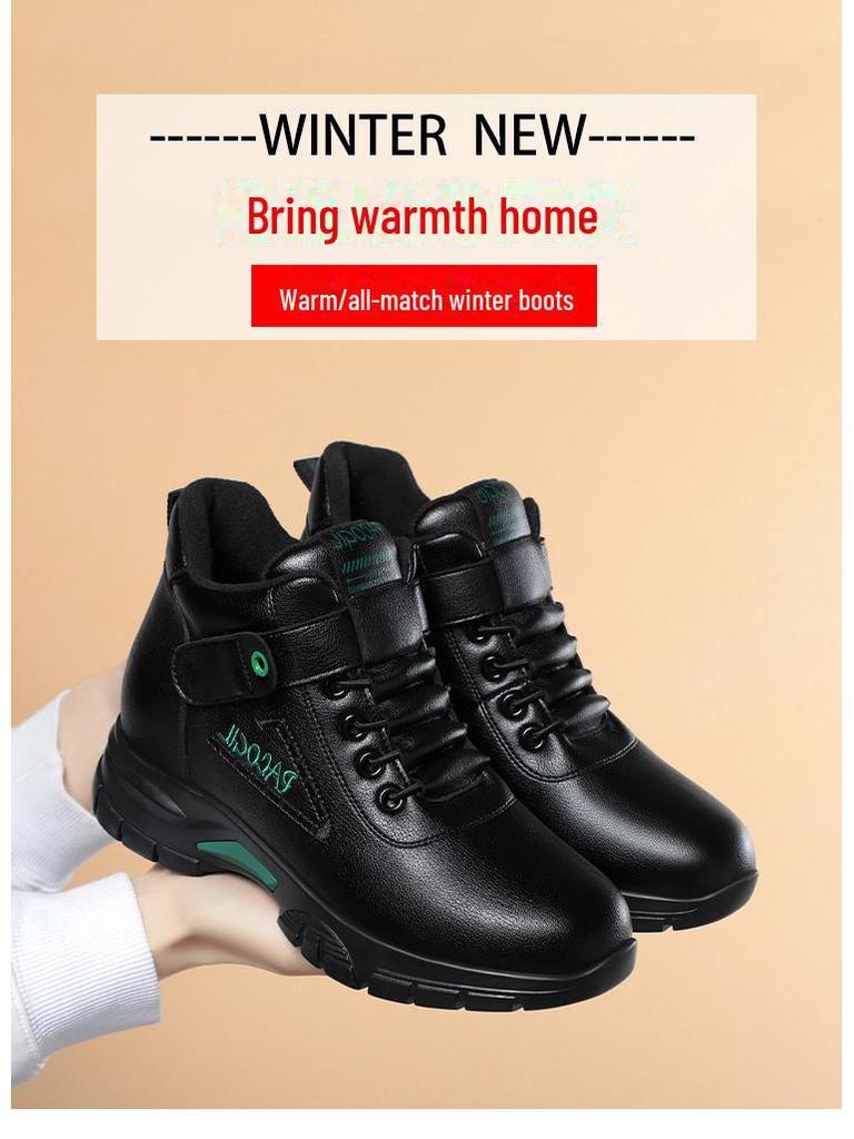 Women's Plush Leather Casual Walking Shoes 2023 - Autumn/Winter Edition for Middle-Aged & Elderly