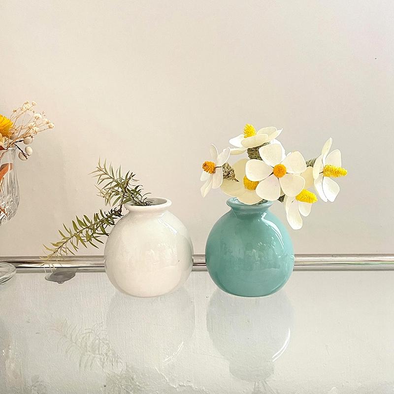 Candy Color Ceramics Bud Vase Nordic Hydroponics Vases Flower Vase for Decoration Living Room Dry Flowers Decorative Container