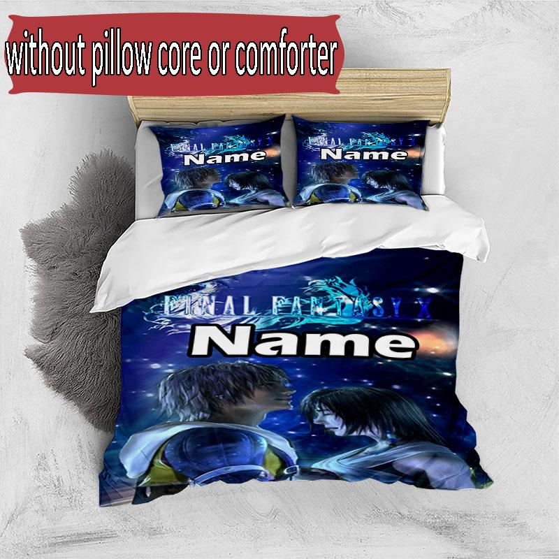 3pcs Duvet Cover Set (1*Duvet Cover + 2*Pillowcase, Without Core), Custom Name Final Fantasy Pattern Bedding Set, Home Bedroom Decor Gift