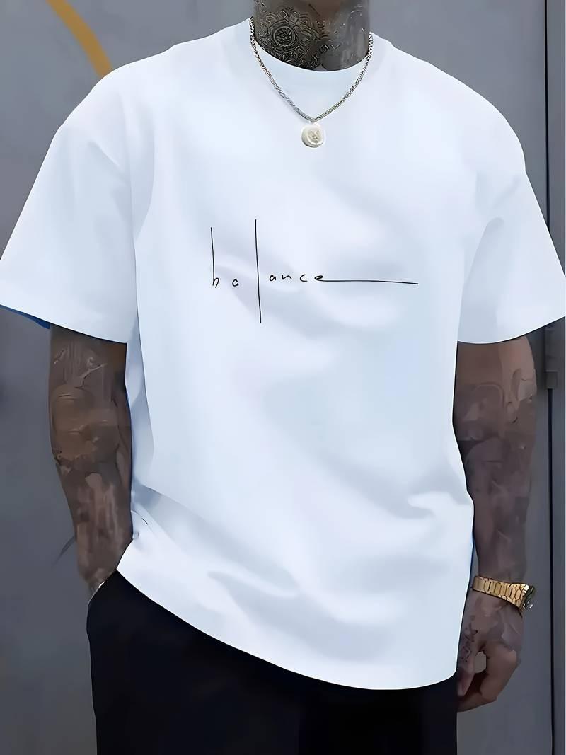 Men s 100% Cotton Balance Graphic T-Shirt - Breathable Crew Neck Short Sleeve US S разноцветный