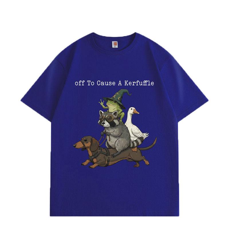 Off To Cause A Kerfuffle Funny Animal Graphic T Shirts High Quality Fashion Oversized T-shirts Men Women Cotton T-shirt