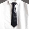 Campus Preppy Necktie Faux Leather Neck Tie Student Uniform Adjustable Pre Tied Neck Tie Shirt Collar Neckwear for Women