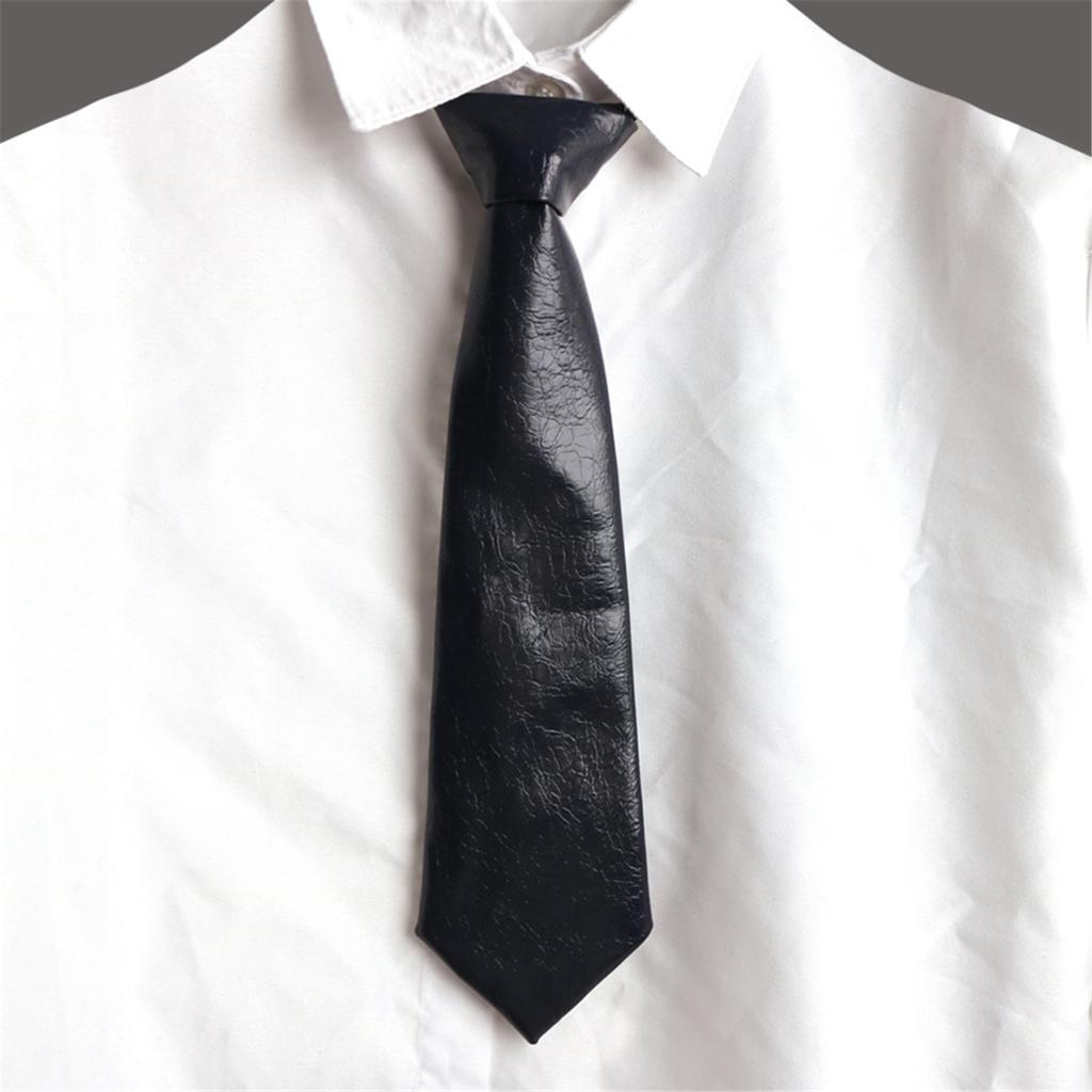Campus Preppy Necktie Faux Leather Neck Tie Student Uniform Adjustable Pre Tied Neck Tie Shirt Collar Neckwear for Women