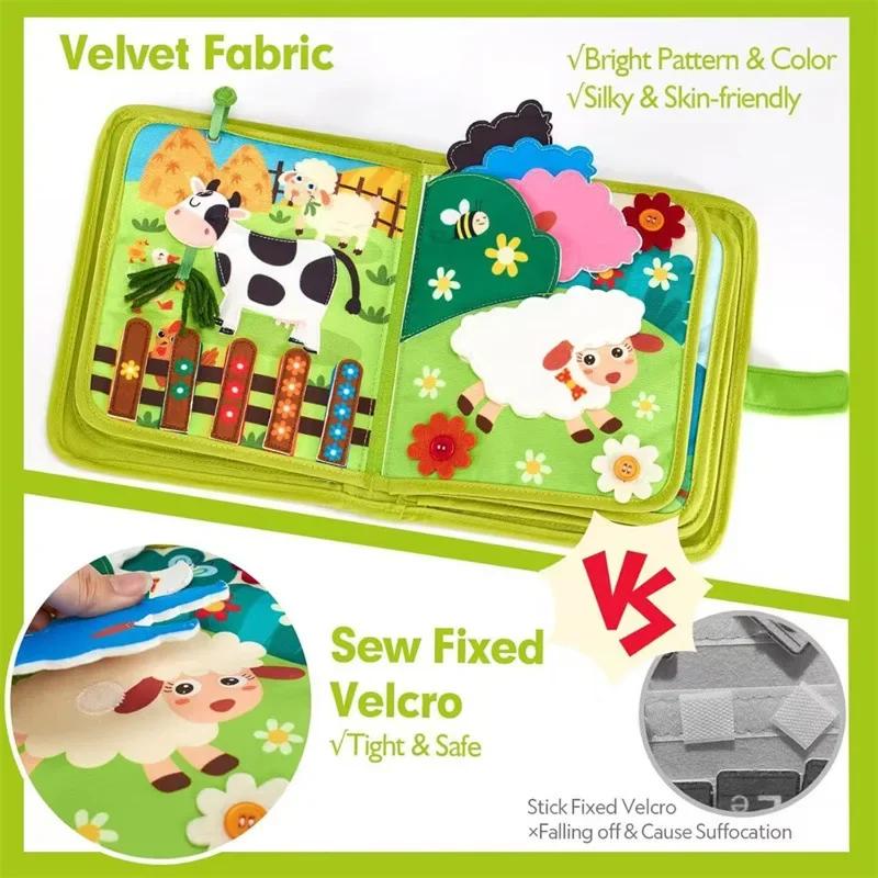 Lavagna di apprendimento in feltro Illuminazione per bambini Ausilio didattico Insegnamento Bottone per vestire Educazione precoce Montessori Giocattolo per bambini Busy Book