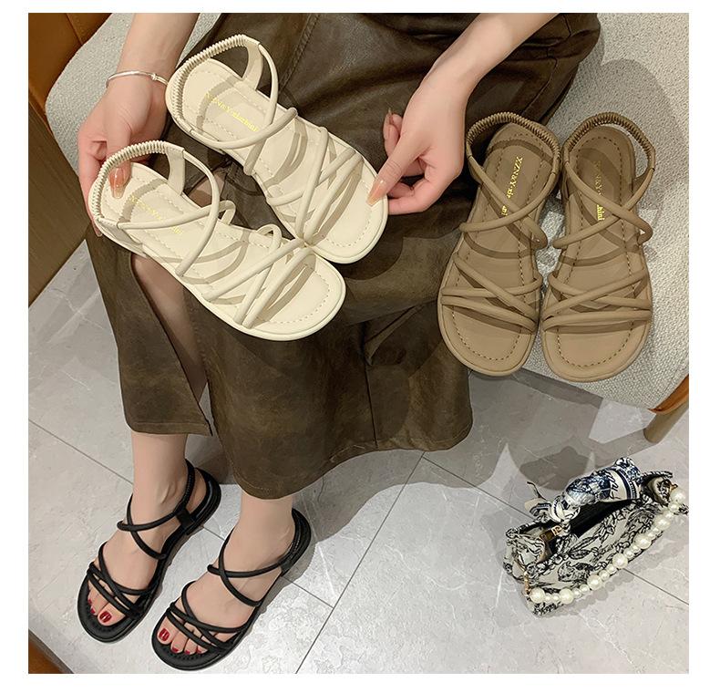 2025 Noua Sandale Romane Plate Femei Zână cu fund moale cu pantofi de plajă rochie