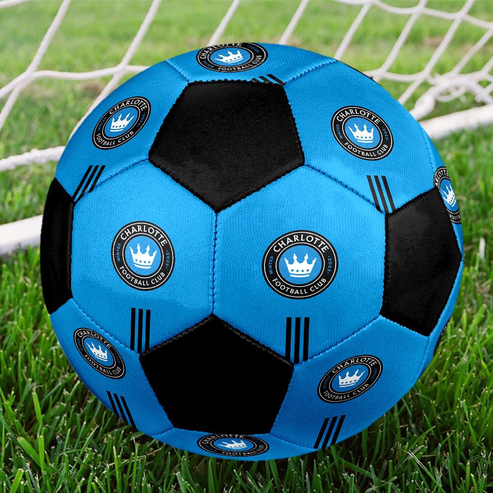 Charlotte FC Indoor Soccer Ball Colorful All Ages Size 5 Machine Stitched PVC Competition Ready Durable High-Bounce