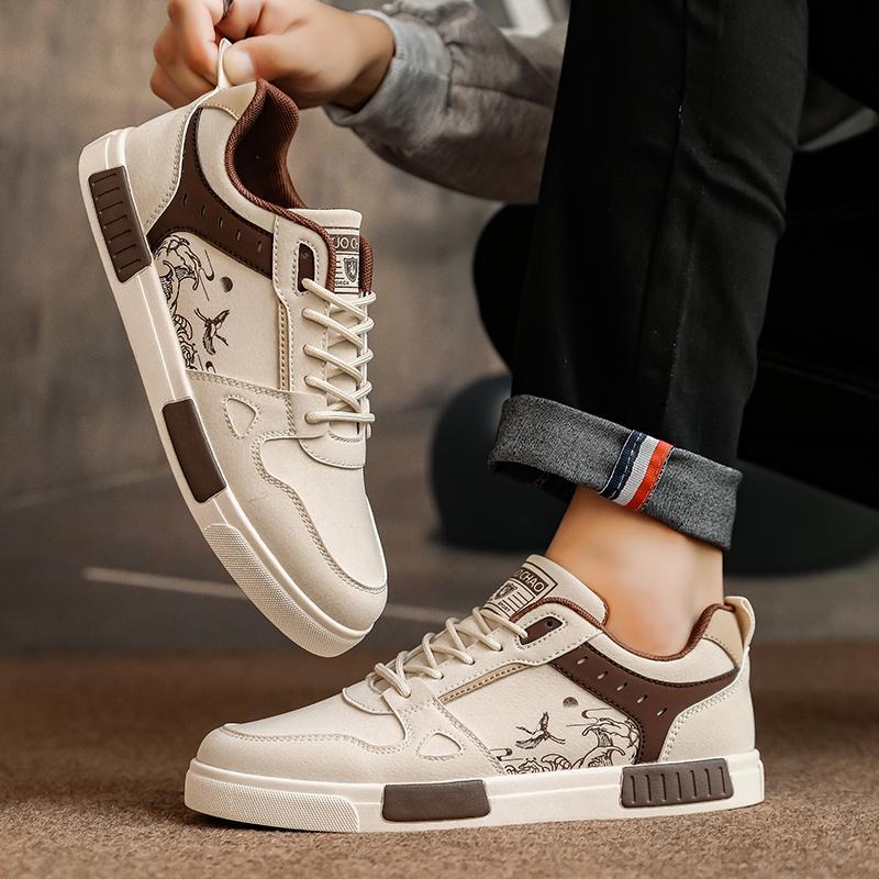 Flache vulkanisierte Sneaker Herrenmode Übergröße 47 Lässige Laufschuhe Herren Bequem Lässig Leder Übergröße Schuhe Herren-Sneaker