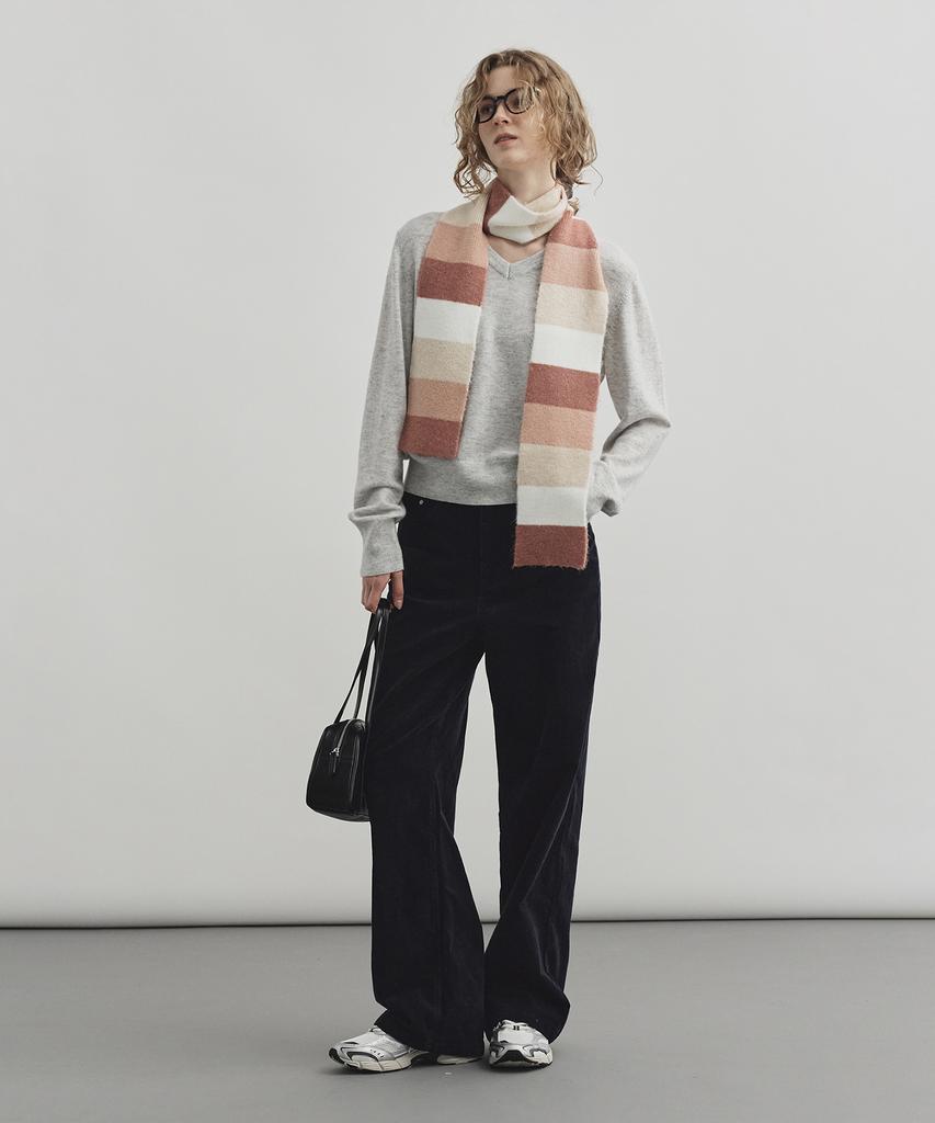 MONGDOL Wool Cashmere V-Neck Knit Light Grey Mdkt088Lgray