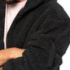 Men's Casual Loose Double-faced Fleece Jacket Solid Color Zipper Hooded Plush Warm Coat
