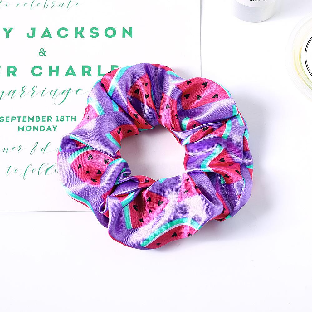 New Satin Printed Flower Floral Scrunchie Women Girls Elastic Hair Rubber Bands Accessories Tie Hair Ring Rope Holder Headdress