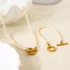 High-end Baroque Pearl Bracelet Necklace Stainless Steel 18K Gold OT Buckle Fashion Niche Jewelry Women