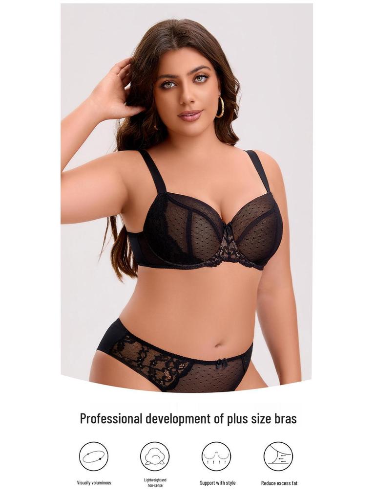 Color Block Anti-Sag Plus Size Full Cup Bra: Breathable, Bust-Minimizing, and Supportive for Large Busts