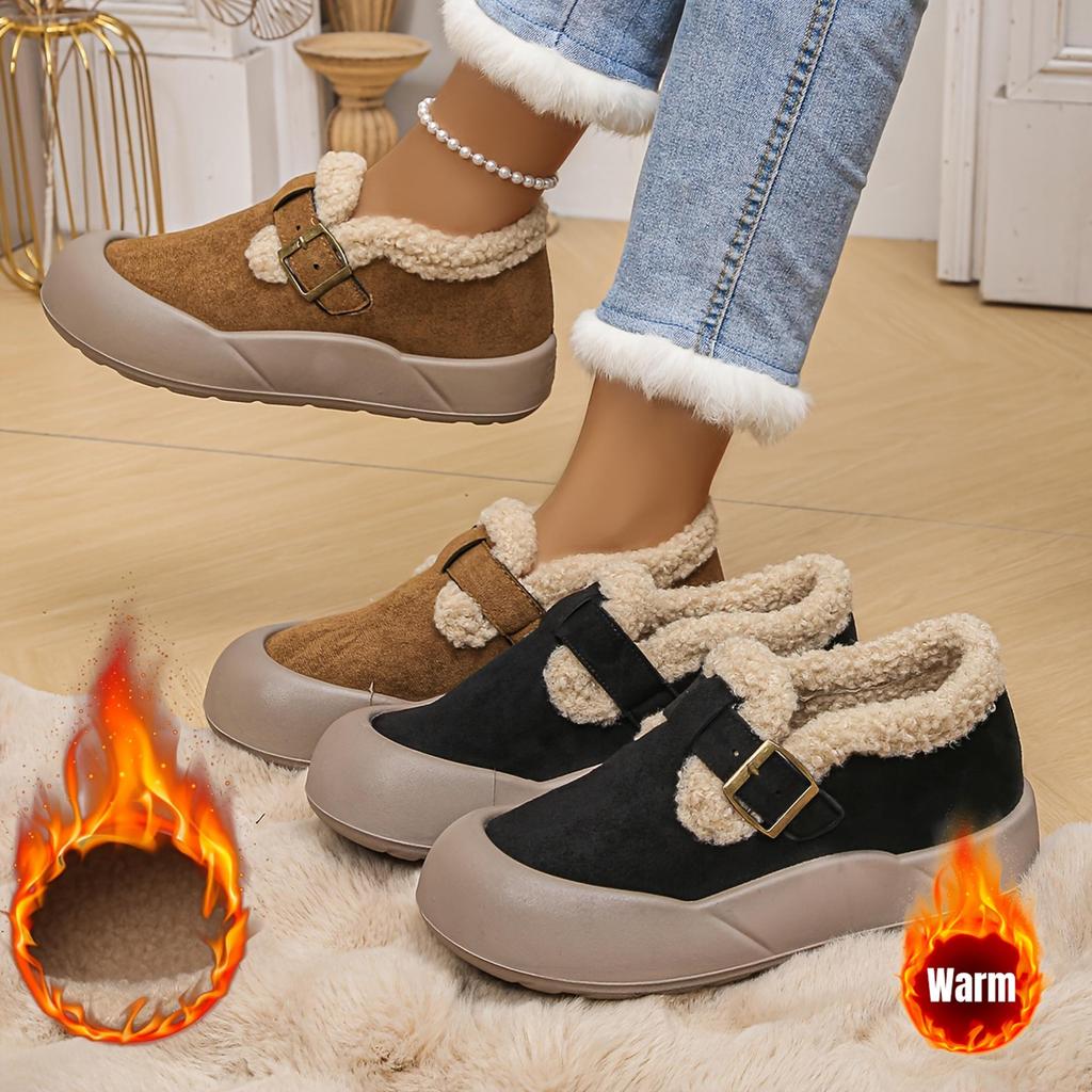Botas de Inverno Femininas Sola de PU Antiderrapante Sapatos Quentes para Interior/Exterior