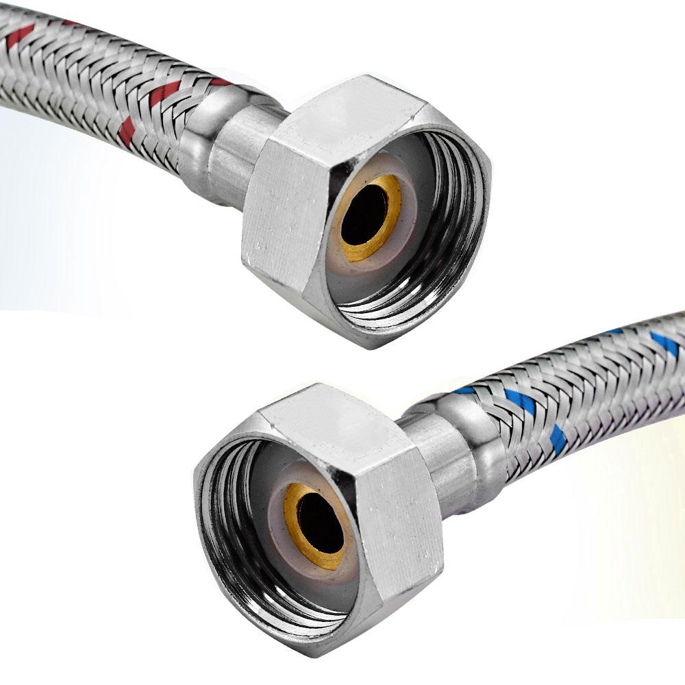 G1/2 G3/8 G9/16 1 Paar Edelstahl Flexible Sanitärrohre Kalt Warm Mischbatterie Wasserzuleitungsrohr Schläuche Badezimmerteil 50cm
