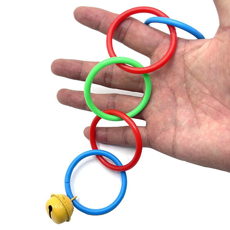 Parrot Swing Toy Bird Cage Toys With Bell Sound Colorful Climbing Ring For Lovebirds Color Ring Grinder Nibble Bird Toy Cage