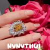 Nvnvacc Heart Tip Fritillary Love Gemstone Ring Haute Couture Jewelry, Heart Sparkling Pearl Earrings Set