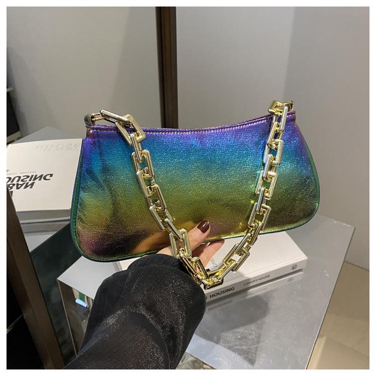 

Сумка-багет під пахву Жіноча 2024 Нова Модна Універсальна Преміальна Текстурована Сумка на плече з ланцюжком Симфонія Модна сумка під пахву різнокольоровий