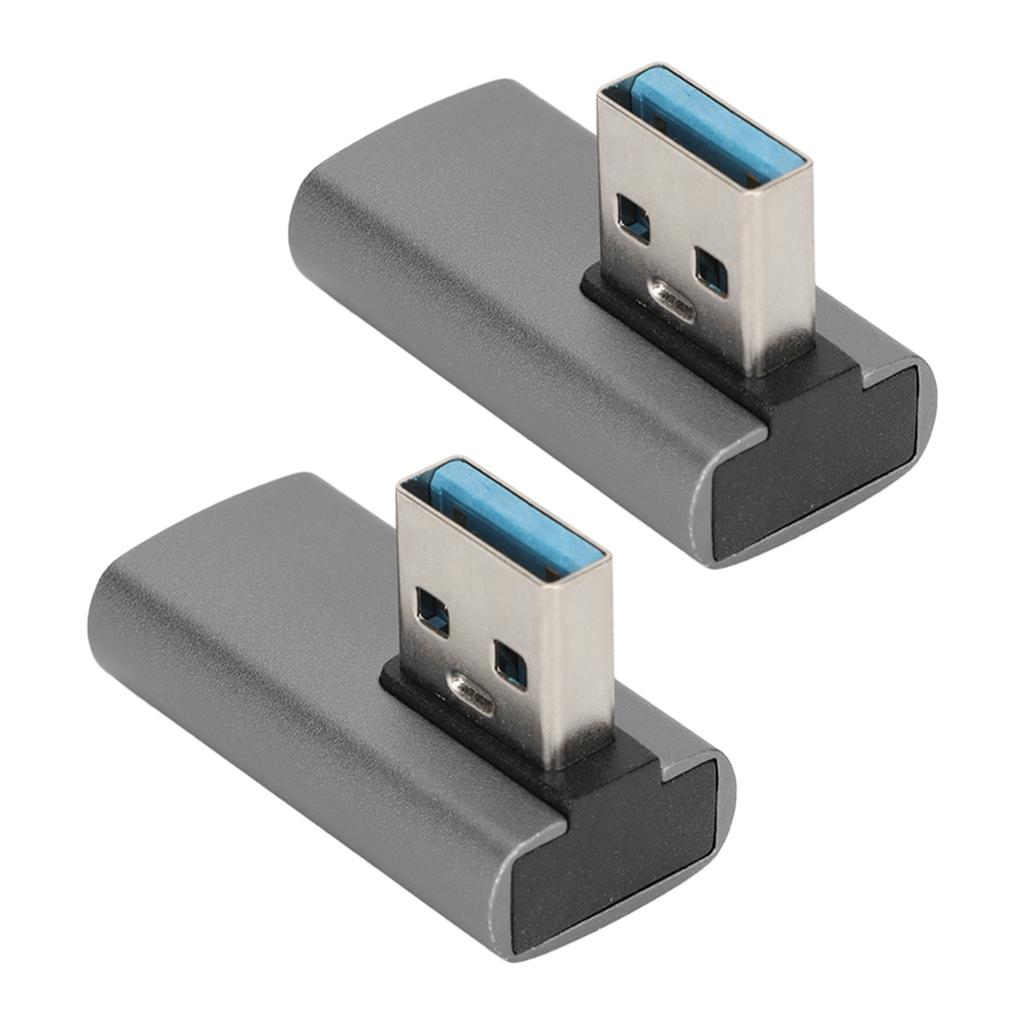 2Pcs USB3.0 Male to Female Adapter 10Gbps Rapid Heat Dissipation Small Portable 90 Degree USB Adapter for Home Office
