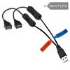 Y Shape USB Splitter Cable With Double Port And Individual Switches Support Charging Data Transfer For Mobile Devices