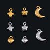 10pcs Stainless Steel Mini Heart Star Pendants Moon Necklace Charms for Earring Jewelry Making DIY Accessories Findings Supplies