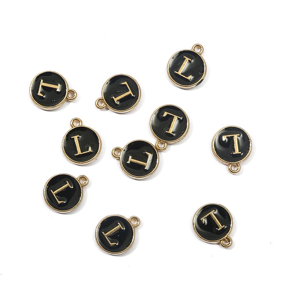 10Pcs Metal Enamel English Letters Charms Pendant For DIY Jewelry Making Necklace Bracelet Accessories