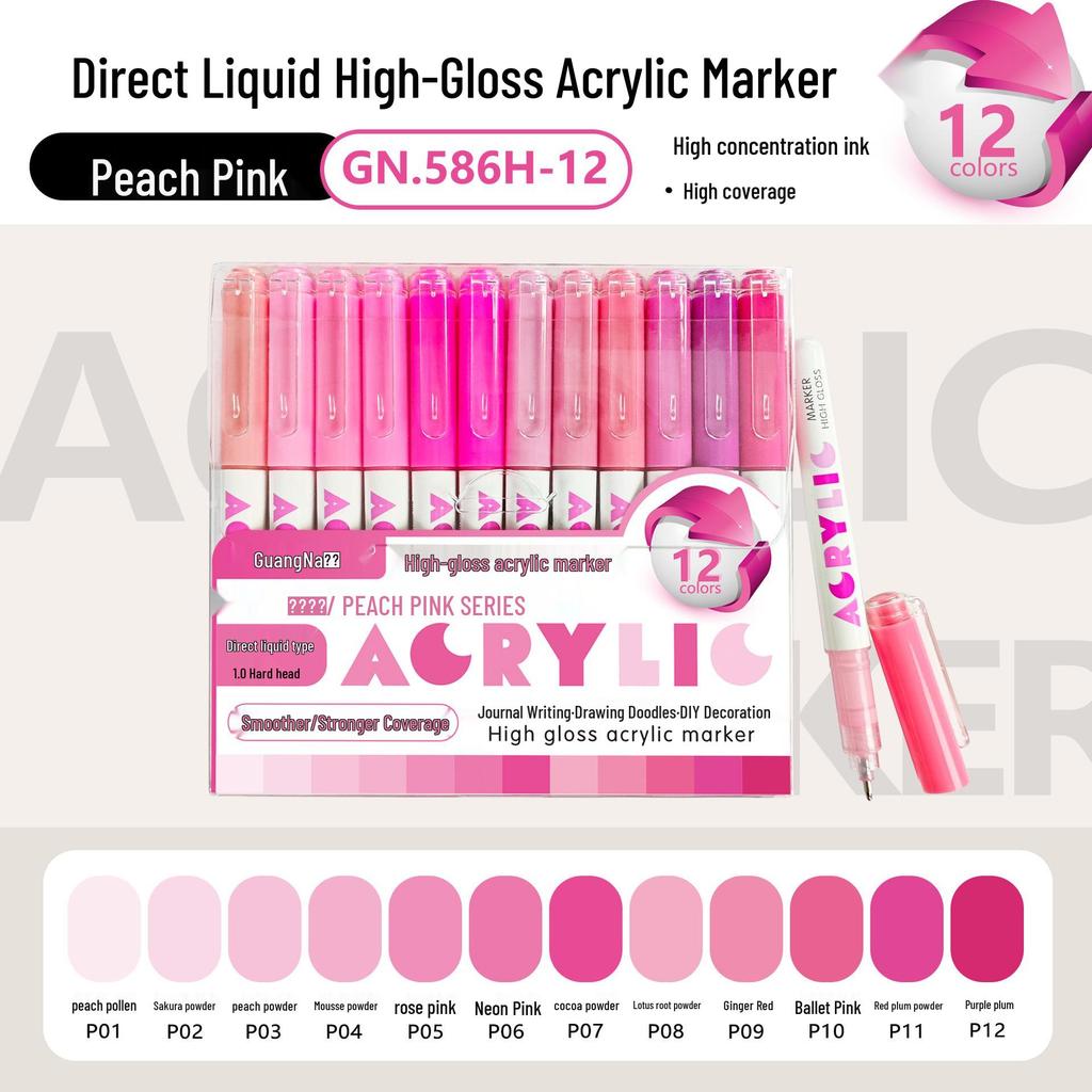 Guangna 586 Large Capacity Acrylic Paint Marker – Bleedproof, Layerable, High Gloss for DIY Projects