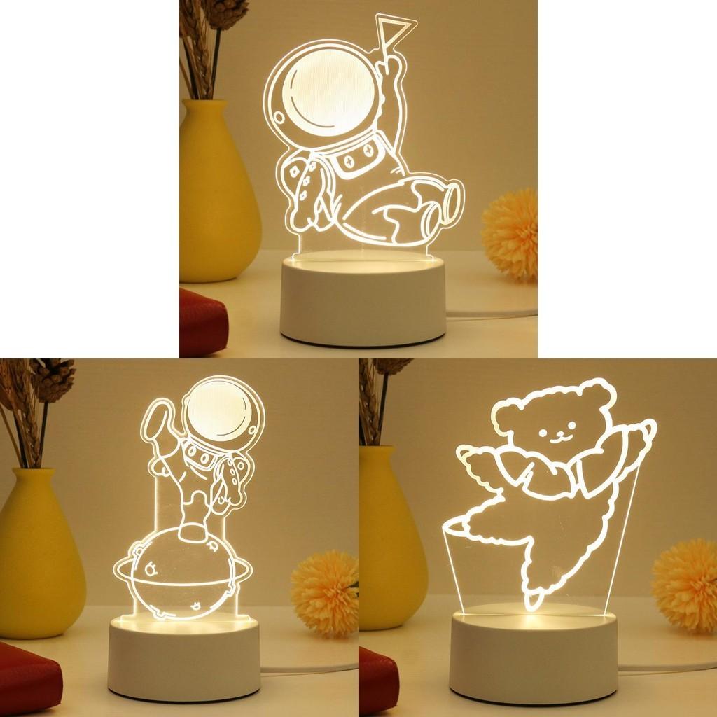 3d Light Creative Holiday Gift Bedroom Cartoon Bedside Lamp Usb Straight Plug