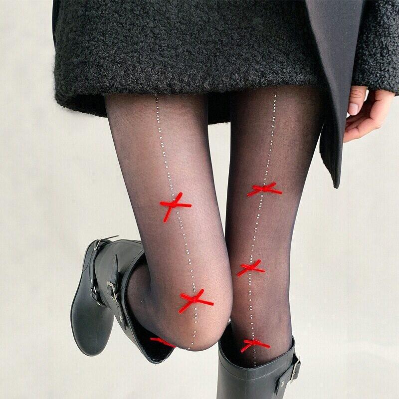 Rhinestone Bow Shiny Stockings Women'S Anti-Hook Durable Pantyhose Sexy Black Stockings High Elastic And Thin Leggings