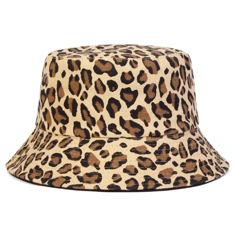 

Unisex Leopard Print Personality Bucket Hats Fishermen Caps Outdoor Casual Cap Sunscreen Hat Double Side Wear Fashion 54-60cm хаки