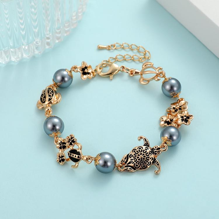 Women Adjustable Summer Accessories Charm Pearl Gold Jewelry Samoa Hawaiian Bracelet 23cm&Fashion золотой