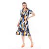 Women's Blue Green Maze Pattern Midi Dress