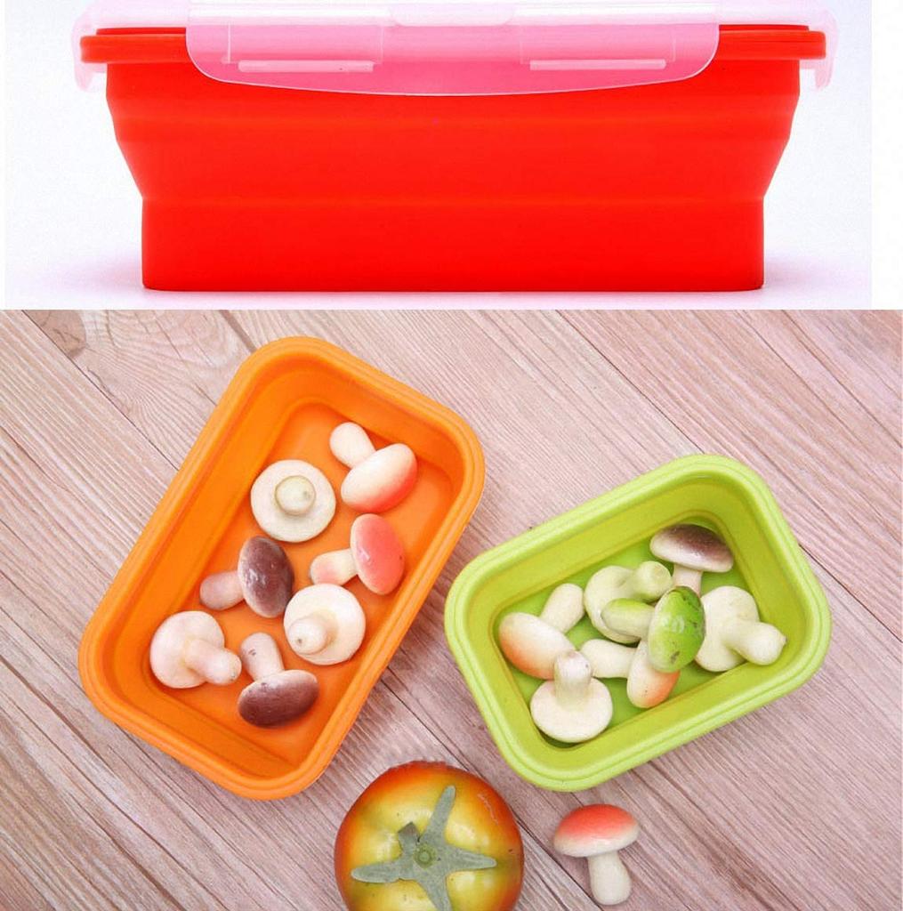 Silikon Faltbare Bento Aufbewahrung Lunch Lebensmittelbehälter Box für Mikrowelle, Gefrierschrank, Spülmaschinenfest, BPA-frei, 4er Set