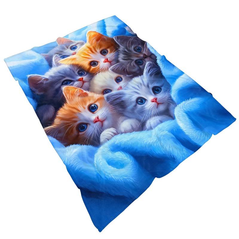 

[1 шт. Мягкий плед с котятами] 1 шт. Легкий, мягкий и теплый очаровательный флисовый плед с принтом HD с котятами - идеальный подарок для любителей кошек 80x60in