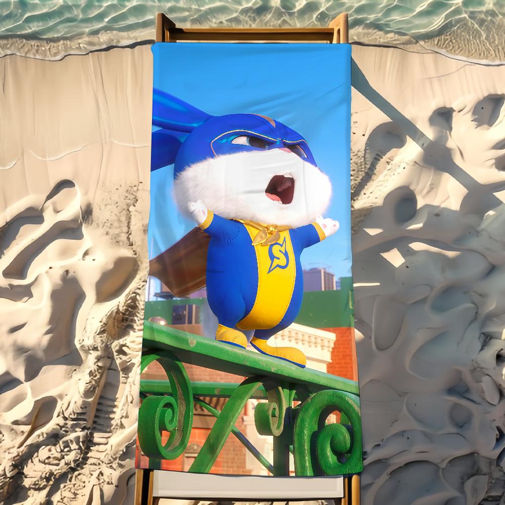 Cartoon THE S-SECRET LIFE OF P-PETS Towel Beach Shower Bath Travel Lightweight Skin Friendly for Pool Camping Cruise Summer