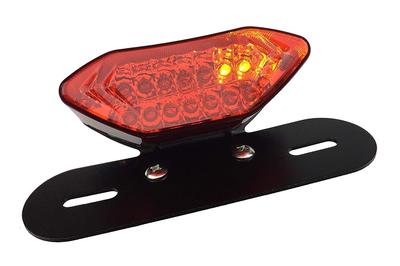 Karun Universal Motorrad LED Rückleuchte mit integriertem Blinker Mini Moto Kennzeichenleuchte mit Halterung (rot)