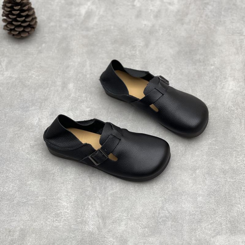 Fashion GKTINOO Genuine Leather Round Toe Soft Soled Loafers Summer 2025 New Versatile Soft Cowhide Flat Women's Shoes