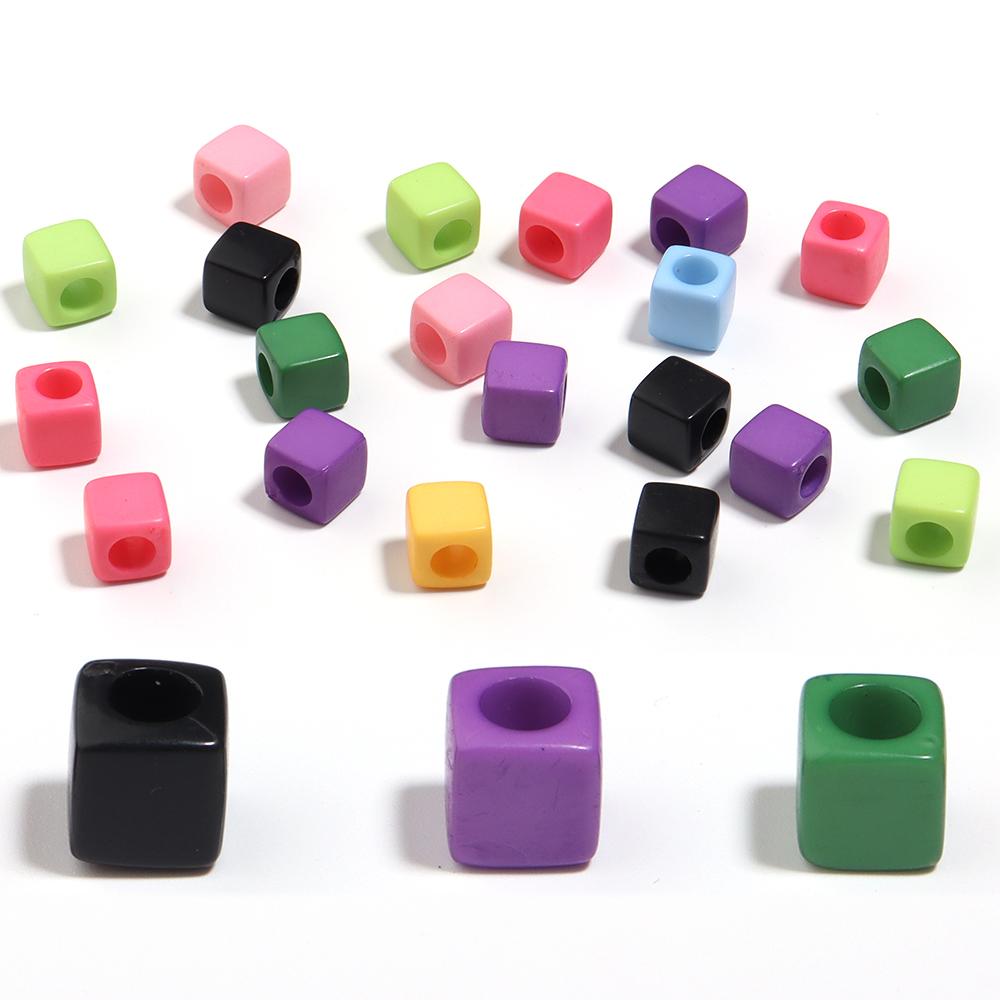 100pcs/lot 7mm Acrylic Square Beads Colorful Large Hole Loose Spacer Beads For Jewelry Making DIY Necklace Bracelets Accessories