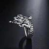 Adjustable Vintage Tiger Ring Men Women Copper Silver-Plated Open Band Zodiac Animal Jewelry