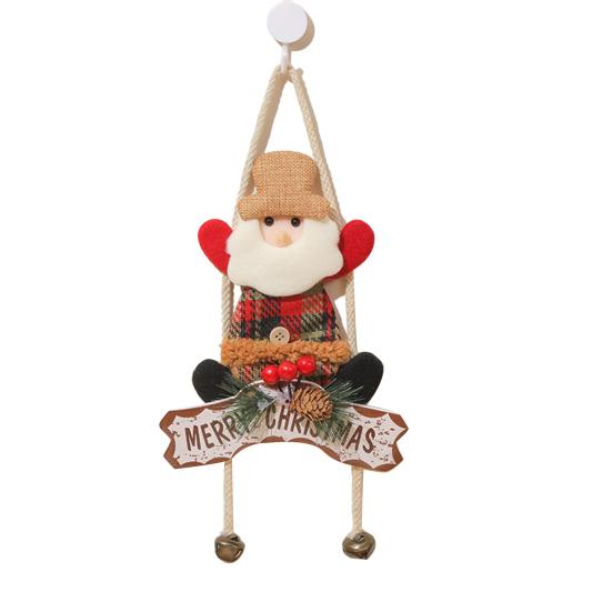 Christmas Hanging Decoration 3D Santa Snowman Elk Bear Door Knob Hanger Holiday Wall Art Sign for Living Room Bedroom Indoor Decor