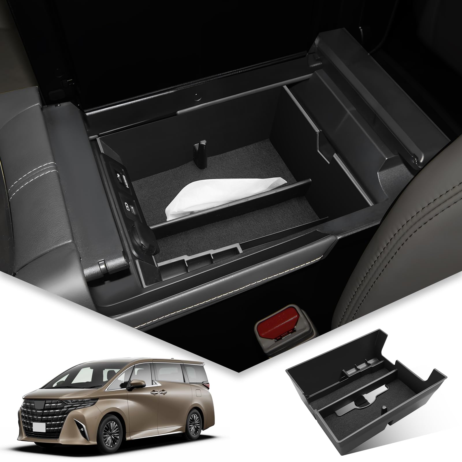 

BIBIBO Console Box for the New Toyota 40 Alphard 40 Series Console Storage Vellfire 40 Series 40 Alphard Small Item Alphard/Vellfire Series, чёрный