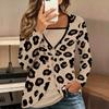 Tops for Women  Leopard Print Long Sleeve Fake Two‑Piece Top Fall Casual Slim Pullover Women's Long Sleeve Top