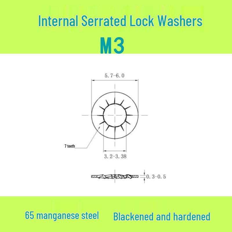 M3-M30 Blackened 65 Manganese Steel Multi-Tooth Inner Lock Washer (GB861.2)