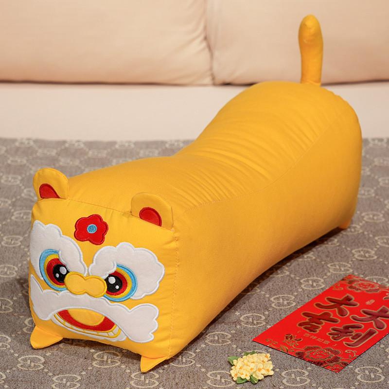 Lion And Awake Tiger Pillow With Embroidery Design For Daily Kids And Teens Gift