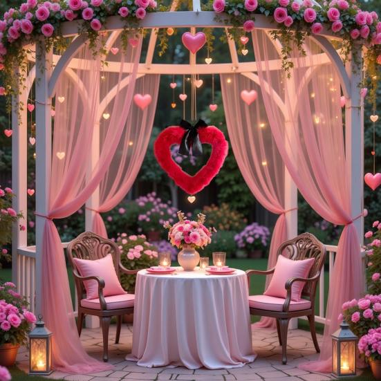 Valentinstag Herz Girlande Türbanner Festliche Partydeko für Wand Fenster Kunststoff Innen Außen Dekoration für Romantische Feier